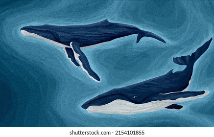 Humpback Whales Mosaic Art Vector Illustration Stock Vector (Royalty ...