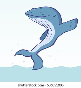 The humpbacked whale jumped out.