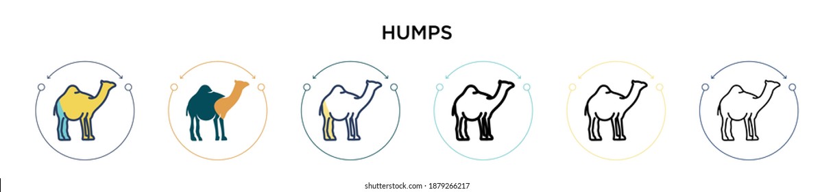 Humps Icon in vollem, dünnen Linie, Umriss und Strich Stil. Vektorgrafik von zwei farbigen und schwarzen Kammmuscheln Vektorsymbole kann für mobile, i, web-basierte