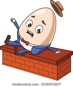 Humpty dumpty falling from wall vector illustration