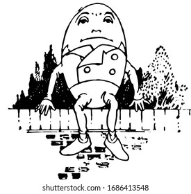 Humpty Dumpty, vintage engraved illustration