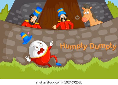 Humpty Dumpty,Kids English Nursery Rhymes book illustration in vector