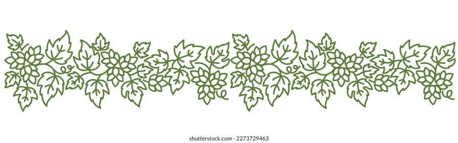 Humulus, hop floral ornament. Thick line pattern background. Editable outline stroke. Vector line.