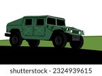 Humvee HMMWV M1114. Military truck. High mobility transport vehicle. Vector image for prints, poster and illustrations. 