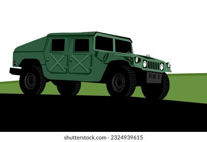 Humvee HMMWV M1114. Military truck. High mobility transport vehicle. Vector image for prints, poster and illustrations. 