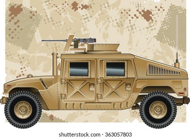 Humvee Military Vehicle With Heavy Machine Gun