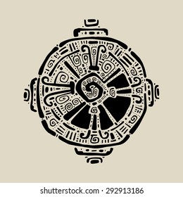 Hunab Ku  Mayan symbol. Hand Drawn detailed pattern.