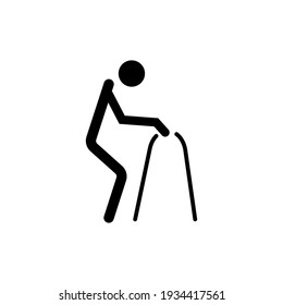 hunchbacked old grandpa line art icons, pictograms, simple people symbols