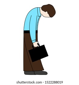 Hunched man with a case in his hand