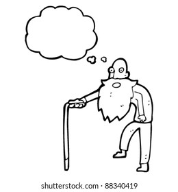 hunched old man walking