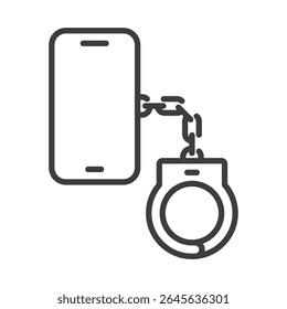 centésimos e celular cip art ícone símbolo, conceito de vício em mídias sociais, linha isolada vetor ilustração