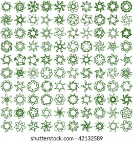 hundred decorative elements for design, can be used as seamless pattern