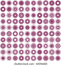 hundred decorative elements for design, can be used as seamless pattern