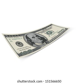 Hundred dollar banknote on white background. Money and banking.