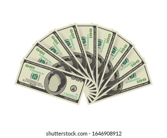 Hundred dollar bill on white background. Money. Vector stock illustration.