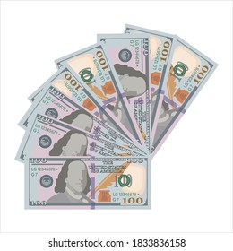 Hunderte Dollar-Scheine. Vektorgrafik-Hintergrund. Dollar-Muster. American money sign. Geschäftskonzept