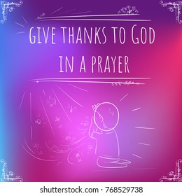 Hundred important reminders - notes - Give Thanks to God in a prayer - Pink, purple and blue gradient background. Vector backdrop, wallpaper, cover, banner, mobile app, wrapping. Illustration 