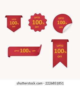 Hundred percent discount labels with 5 bundle