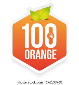 Hundred percent fresh orange label vector