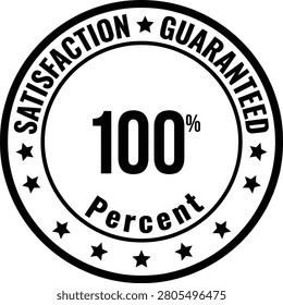 Hundred percent satisfaction guaranteed round black badge label sticker element retro flat graphic design vector illustration