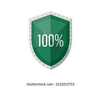 Hundred Percent Secure Shield. Security, reliability, protection, safety concepts. Vector icon