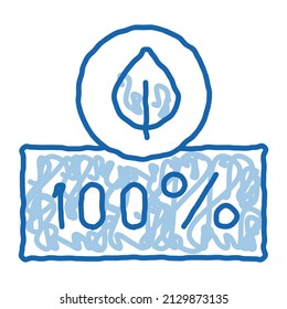 Hundred Percent Sketch Icon Vector. Hand Drawn Blue Doodle Line Art Hundred Percent Sign. Isolated Symbol Illustration