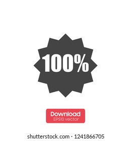Hundred percentage circle icon, 100 percent