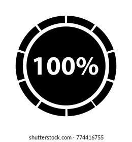 Hundred percentage circle icon, 100 percent