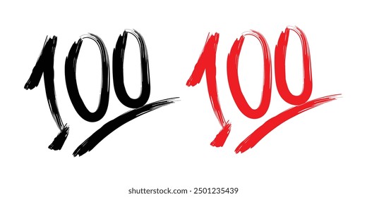  Hundred percents icon sign. Red sticker score number symbol. Web marketing label emblem of 100 for business and social. Phone text sale design. Badge price. Vector EPS10.