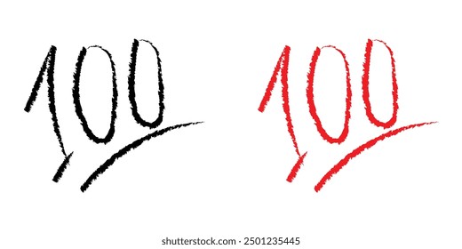  Hundred percents icon sign. Red sticker score number symbol. Web marketing label emblem of 100 for business and social. Phone text sale design. Badge price. Vector EPS10.