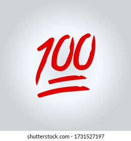 Hundred points emoji. Red hundred symbol modern, simple, vector, icon for website design, mobile app, ui. Vector Illustration svg