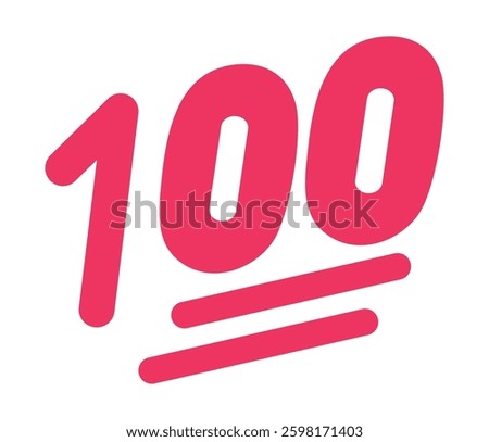 Hundred points symbols. One hundred vector icon. Hundred-point emoji. hundred, 100, vector, icon, symbols.