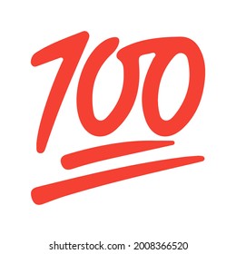 Hundred points vector icon. Isolated 100 written on a school exam mark sign design.