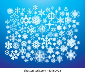 Hundred of snow flake silhouettes