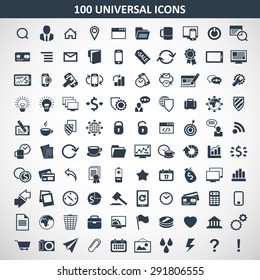 Hundred of universal icons for all sorts of themes for use in design projects