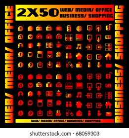 Hundred vector Icons for Web Applications. Web, medical, media, shopping and other.