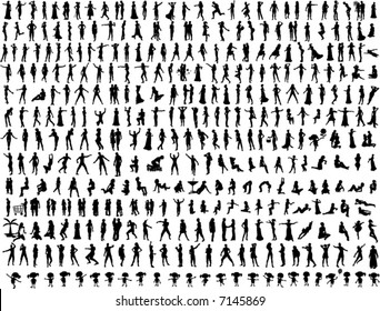 Hundreds of People Silhouettes 2 (Vectors)