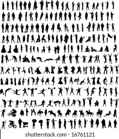 Hundreds of people silhouettes (vector)