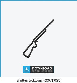 hundting gun icon. simple outline hundting gun vector icon. on white background.