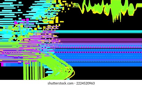Un cuadro de diálogo colgado con ruido de fallo en un fondo negro. Extracción vectorial con daños en la pantalla del dispositivo. Concepto de destrucción, ciberpunk, futuro, ciencia ficción.