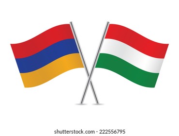 Hungarian and Armenian flags. Vector illustration.