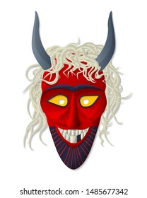 Hungarian Buso mask, vector illustration against white background