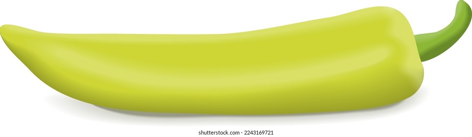 Hungarian Chile Peppers. Hungarian wax pepper. Hot Wax pepper. Capsicum annuum. Chili pepper. Fresh organic vegetables. Vector illustration isolated on white background.