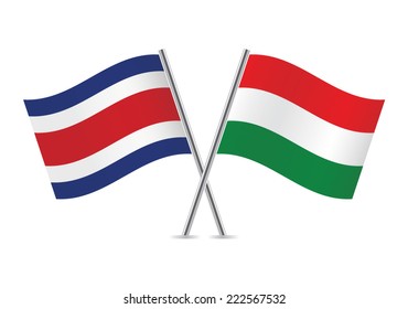 Hungarian and Costa Rican flags. Vector illustration.