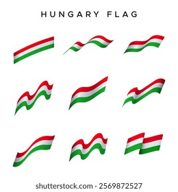 Hungarian Country Flag Vector Pack with Waving Style. For design elements with the concept of celebrating Hungarian holidays.