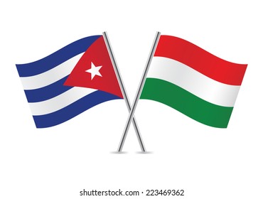 Hungarian and Cuban flags. Vector illustration.