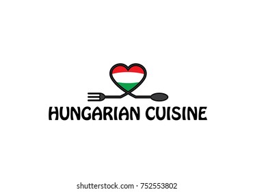 hungarian cuisine and flag