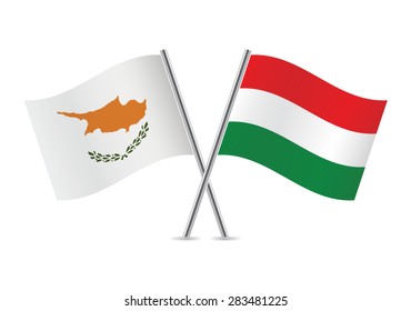 Hungarian and Cyprus flags. Vector illustration.