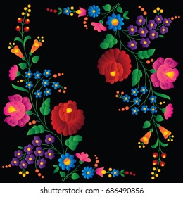 Hungarian embroidery folk pattern