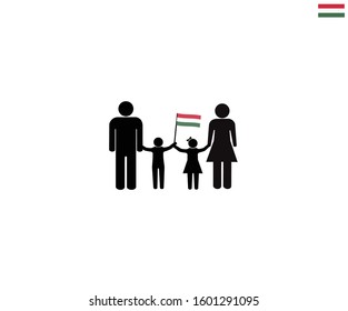 Hungarian family with hungary national flag, we love hungary concept, sign symbol background, vector illustration.